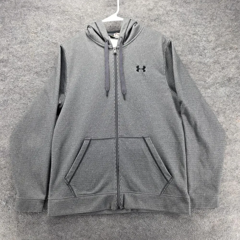 Under Armour Hoodie Mens M Gray Full Zip Hooded Pockets Lightweight Logo